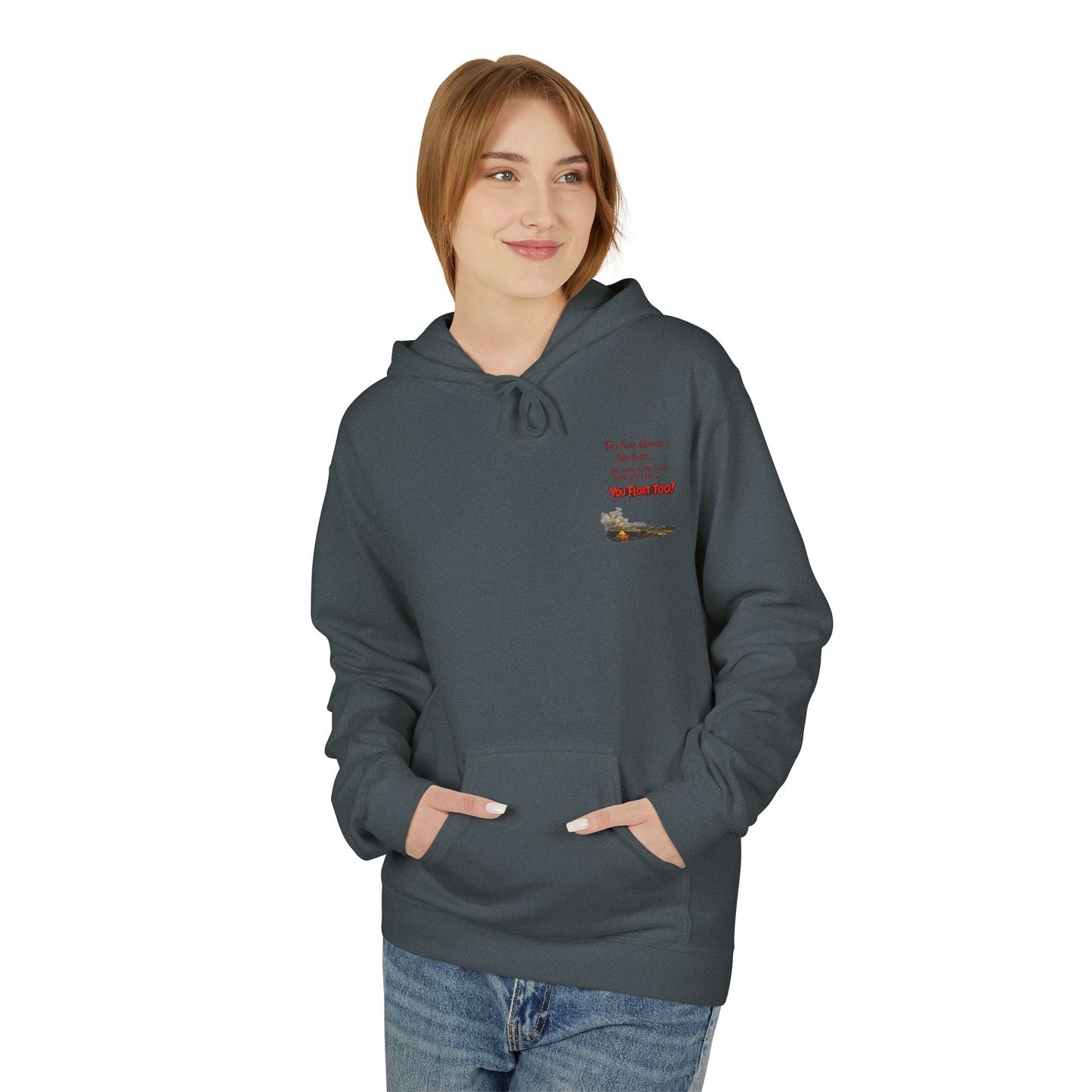 'Krustywise' Creepy Clown Design, "You’ll Float Too" Midweight Softstyle Fleece Hoodie
