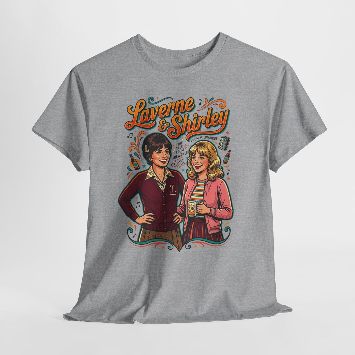 Laverne & Shirley Retro Graphic Tee — Vintage 70s TV Sitcom Shirt