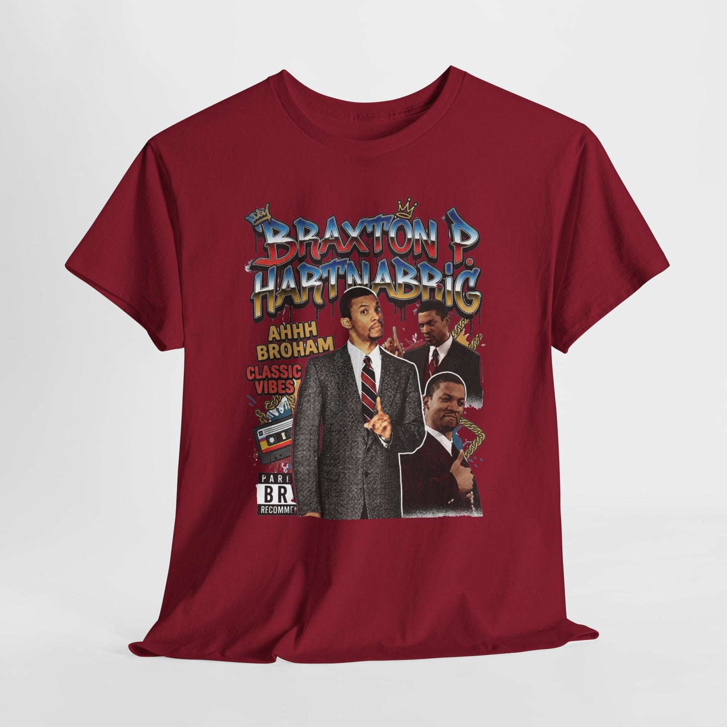 Vintage Braxton P. Hartnabrig Graphic Tee — Retro Collage T-Shirt
