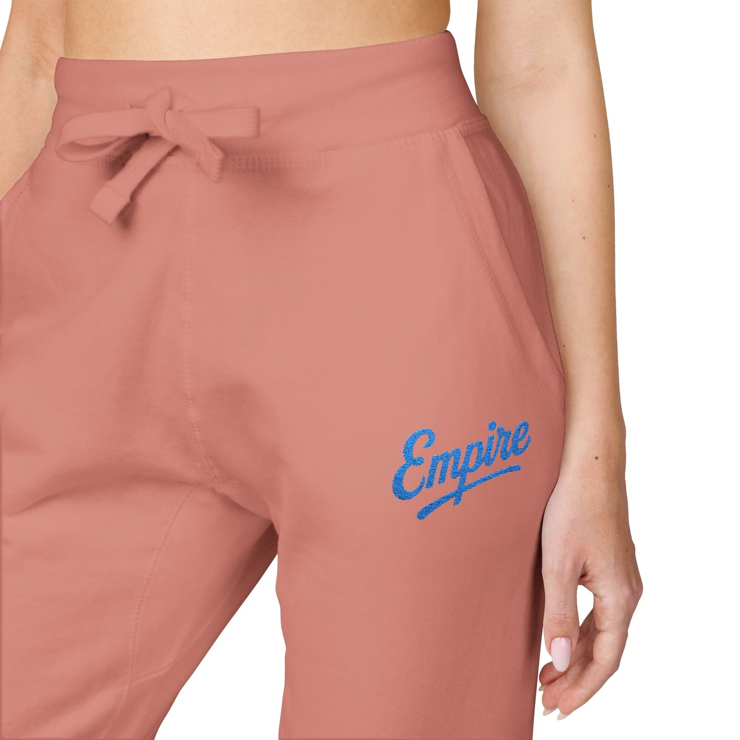 Empire Signature Embroidered Sweatpants — Minimal Fleece with Carolina Blue 'Empire' Logo