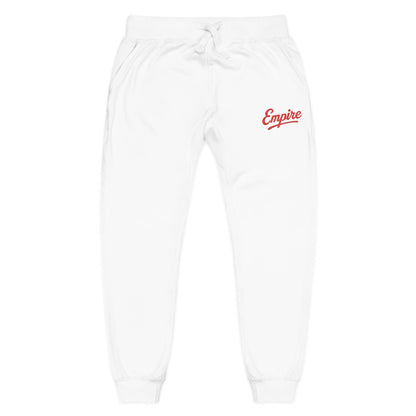 Empire Signature Embroidered Sweatpants — Minimal Fleece with Red 'Empire' Logo