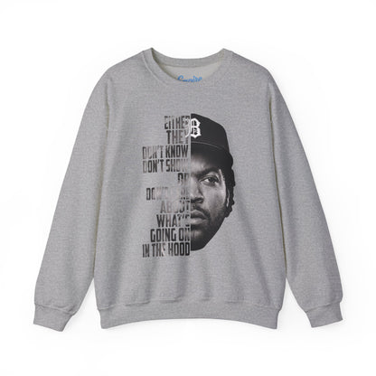 Boyz N the Hood Doughboy Sweatshirt — Half-Face Portrait with 'They Don't Know' Quote