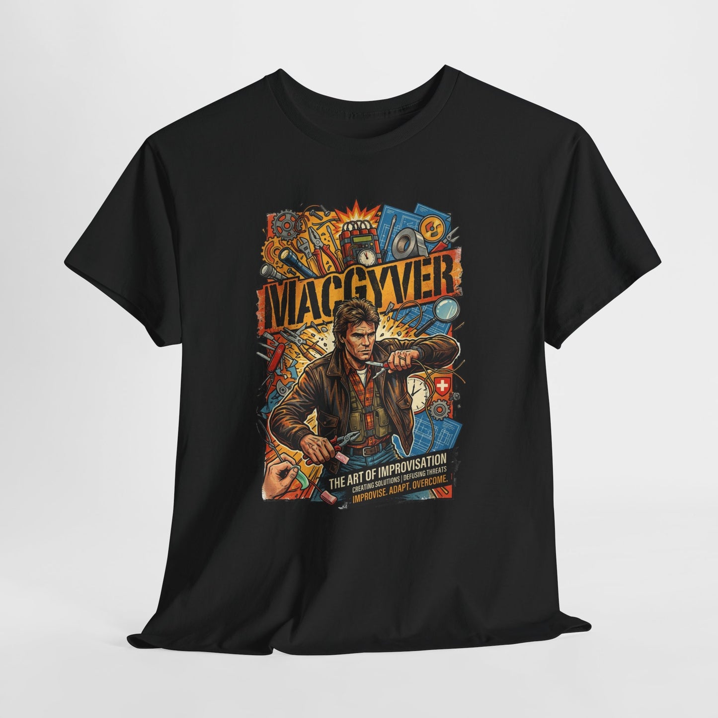 MacGyver Vintage Poster T‑Shirt — Retro TV Show Tee with “MacGyver” Graphic