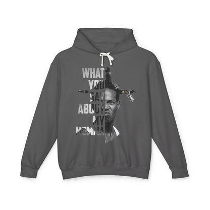 Loc Dog Graphic Hoodie — "What You Say About My Momma" Bold Portrait Pullover