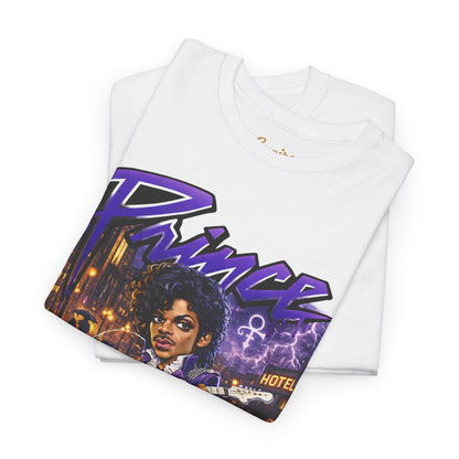Purple Rain Graphic Tee – Retro 80s Guitar Vintage Concert Shirt