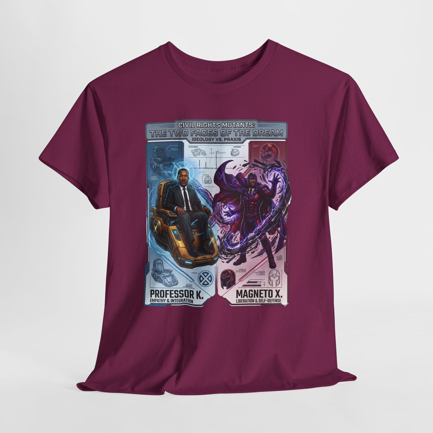 Professor K vs Magneto X Graphic Tee — Retro Card Battle Design
