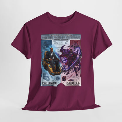 Professor K vs Magneto X Graphic Tee — Retro Card Battle Design