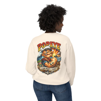 Popeye Graphic Crewneck Sweatshirt — "I Yam What I Yam" Vintage Sailor Tee