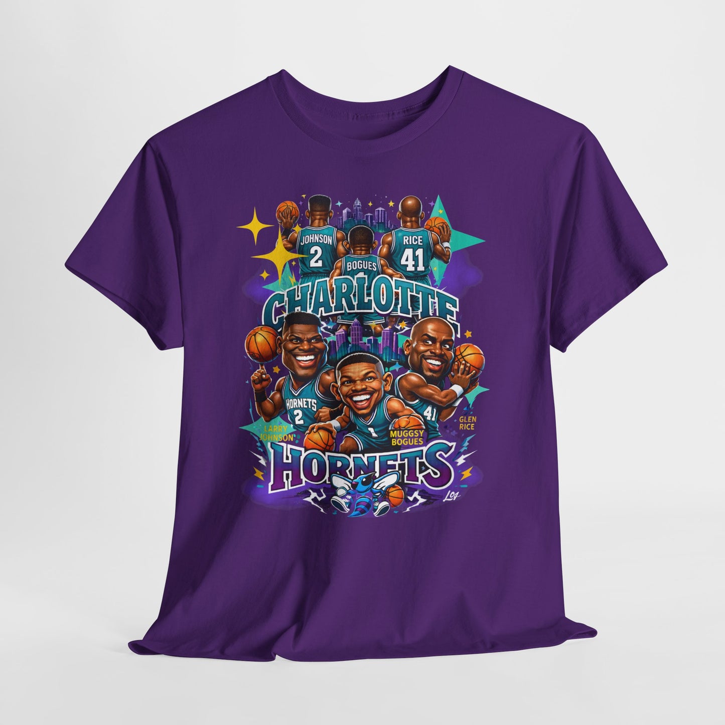 Charlotte Hornets Basketball T-Shirt — Team Player Caricature Tee