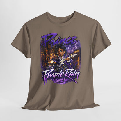 Purple Rain Graphic Tee – Retro 80s Guitar Vintage Concert Shirt