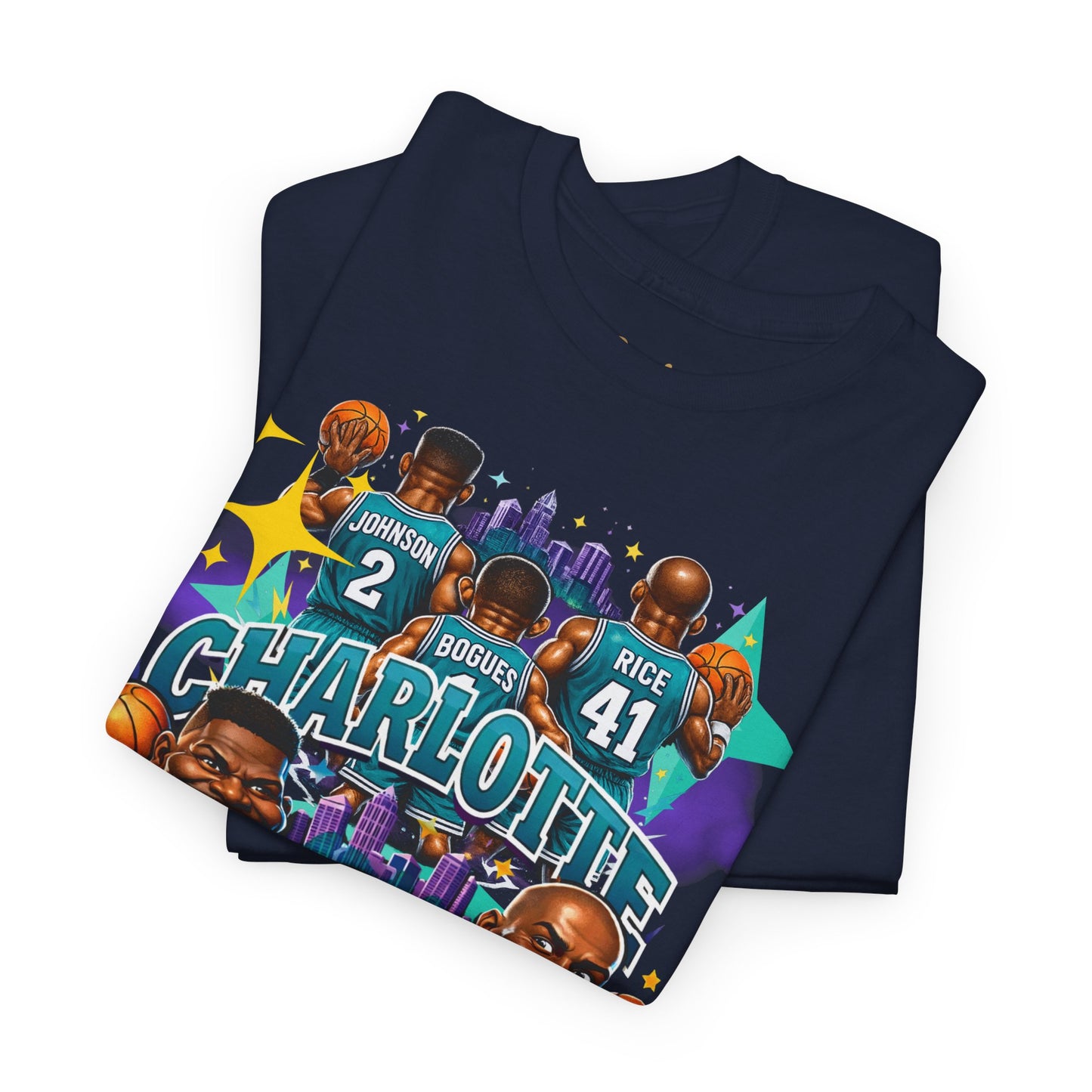 Charlotte Hornets Basketball T-Shirt — Team Player Caricature Tee