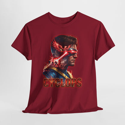 Cyclops Superhero Graphic Tee — Retro Comic Profile Design