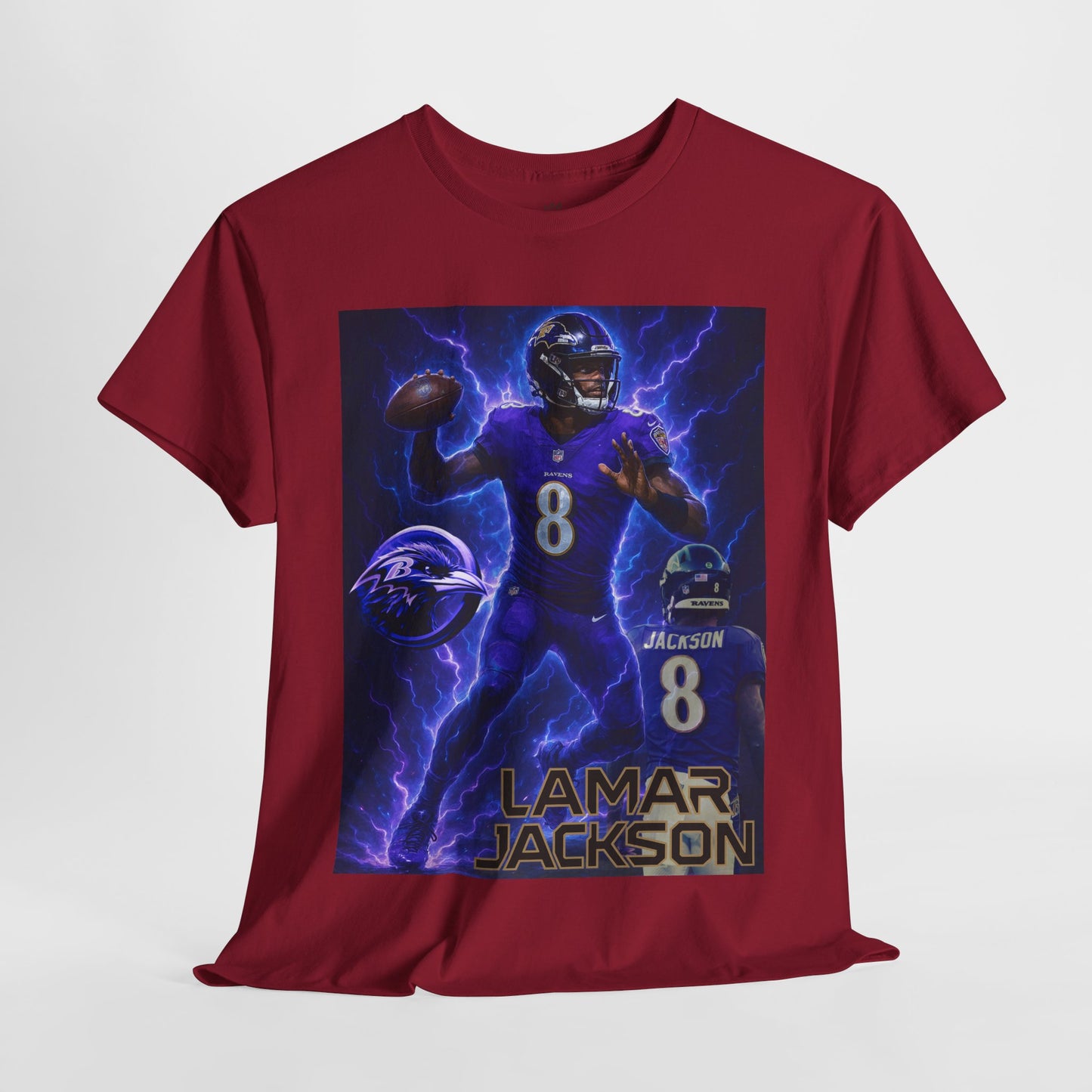Lamar Jackson Lightning Tee – Unisex Cotton Shirt, Football Fan Gift, Sports Apparel, Game Day Outfit, NFL Merchandise