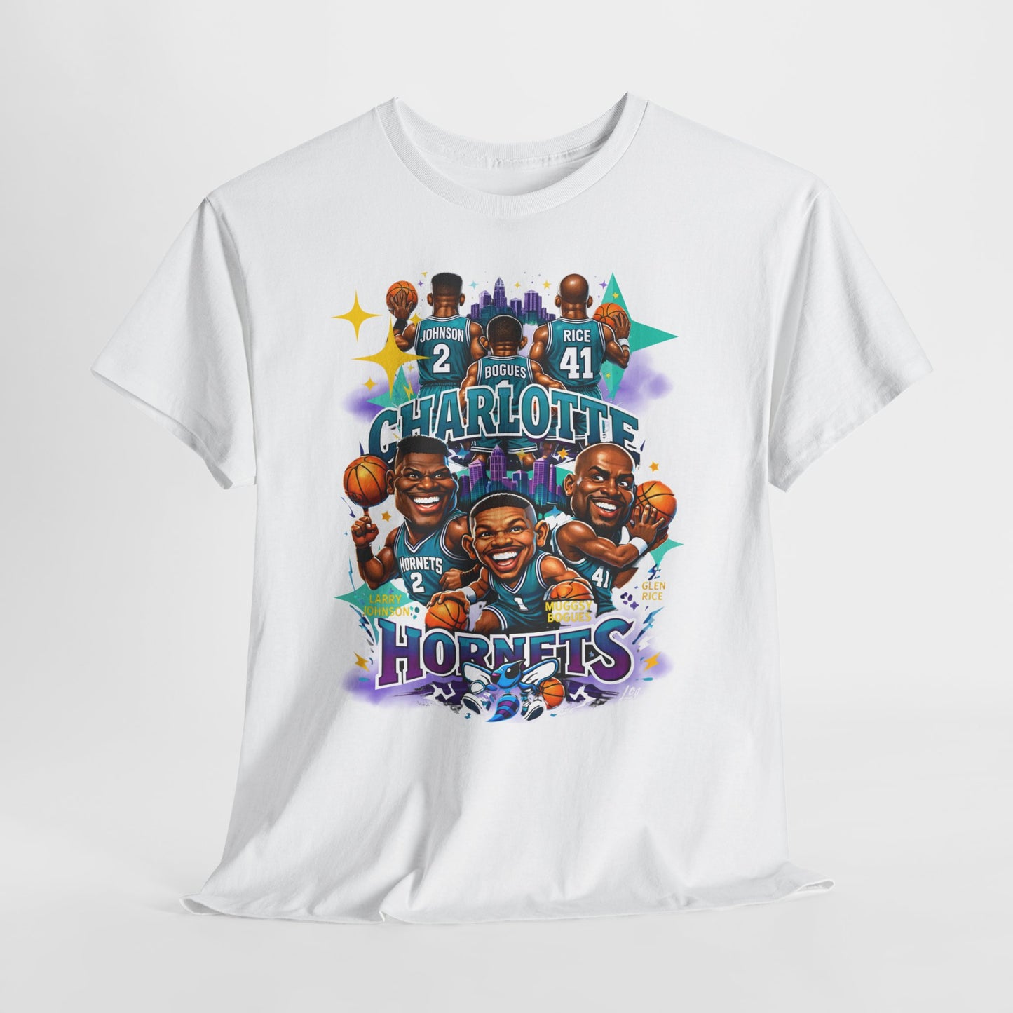 Charlotte Hornets Basketball T-Shirt — Team Player Caricature Tee