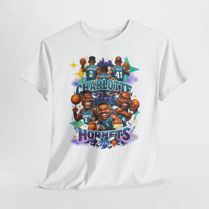 Charlotte Hornets Basketball T-Shirt — Team Player Caricature Tee