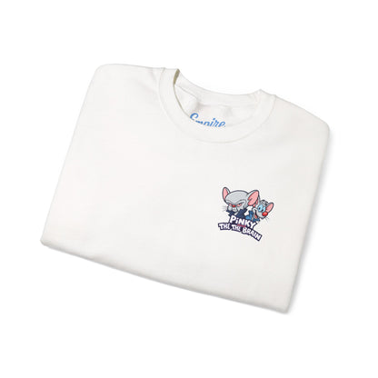 Pinky and the Brain Crewneck Sweatshirt - 'Time to Take Over the World' Graphic