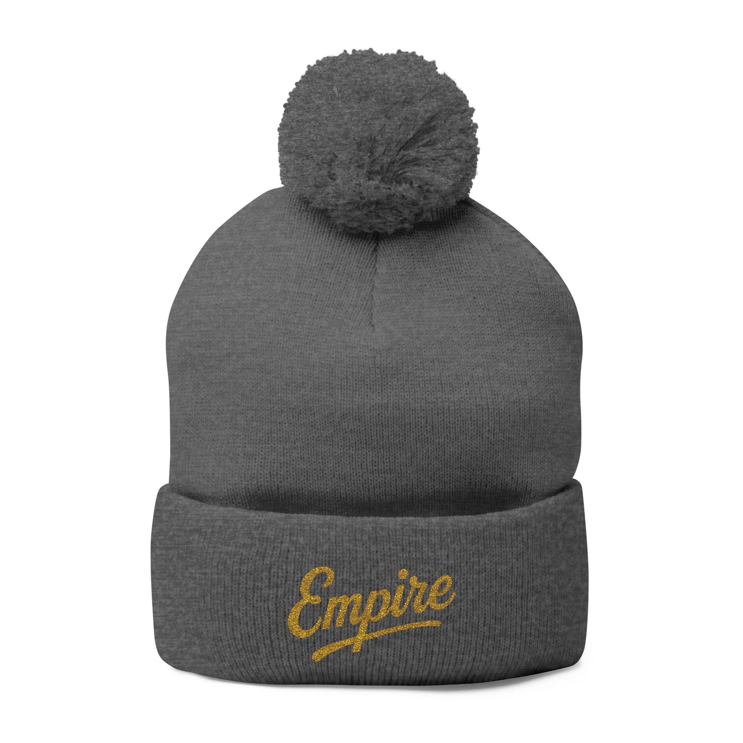 Embroidered Pom-Pom Knit Cap