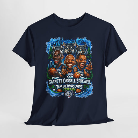 Timberwolves Legends T‑Shirt — Garnett, Cassell & Sprewell Retro Basketball Tee
