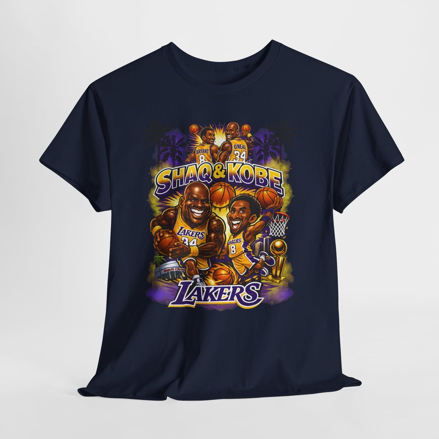 Kobe & Shaq Lakers Tee, Unisex Heavy Cotton T-Shirt, Basketball Fan Apparel, Sports Gift, Retro Basketball Graphic