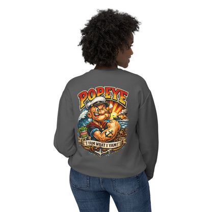 Popeye Graphic Crewneck Sweatshirt — "I Yam What I Yam" Vintage Sailor Tee