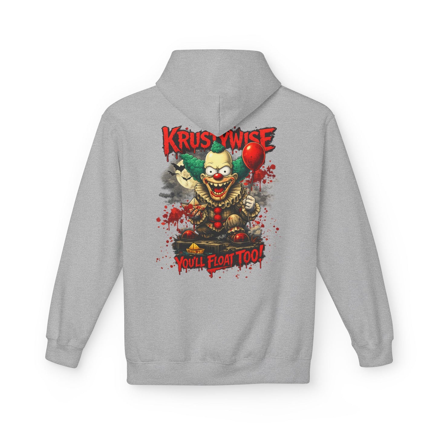 'Krustywise' Creepy Clown Design, "You’ll Float Too" Midweight Softstyle Fleece Hoodie