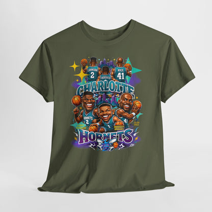 Charlotte Hornets Basketball T-Shirt — Team Player Caricature Tee