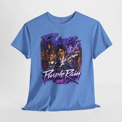 Purple Rain Graphic Tee – Retro 80s Guitar Vintage Concert Shirt