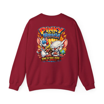 Pinky and the Brain Crewneck Sweatshirt - 'Time to Take Over the World' Graphic