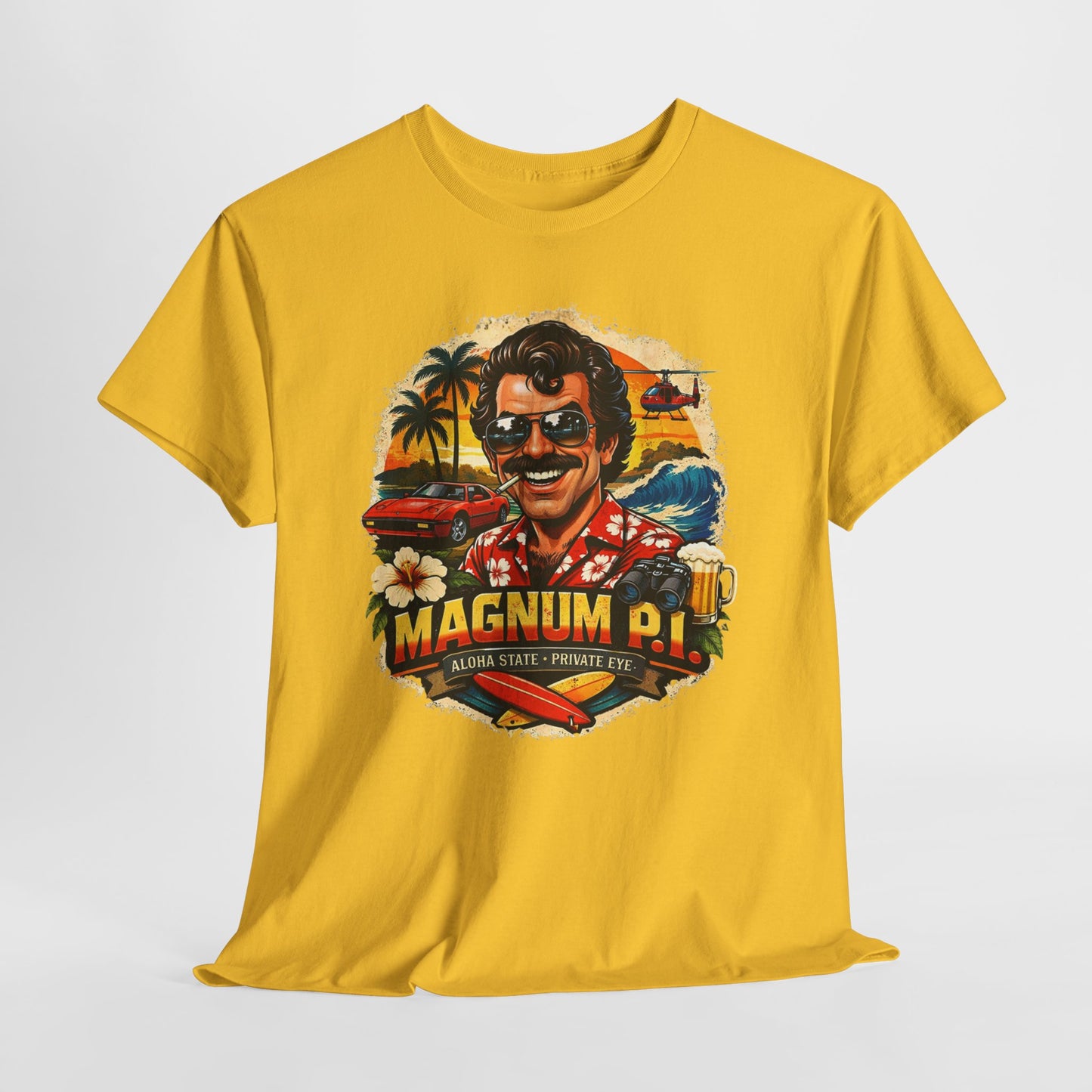 Retro Detective TV Graphic Tee — 'Magnum P.I.' Vintage Island Vibe T-Shirt
