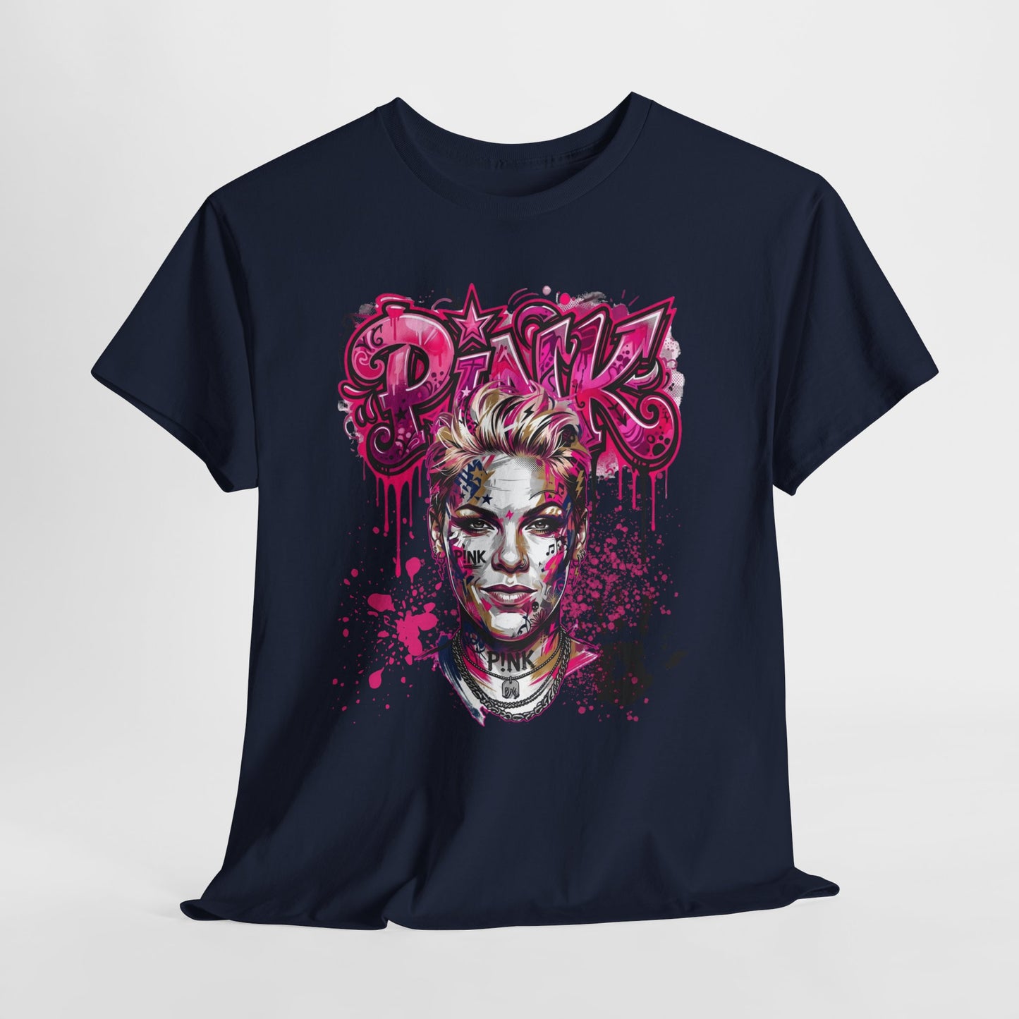 Graphic Tee — Pink Graffiti Portrait T‑Shirt