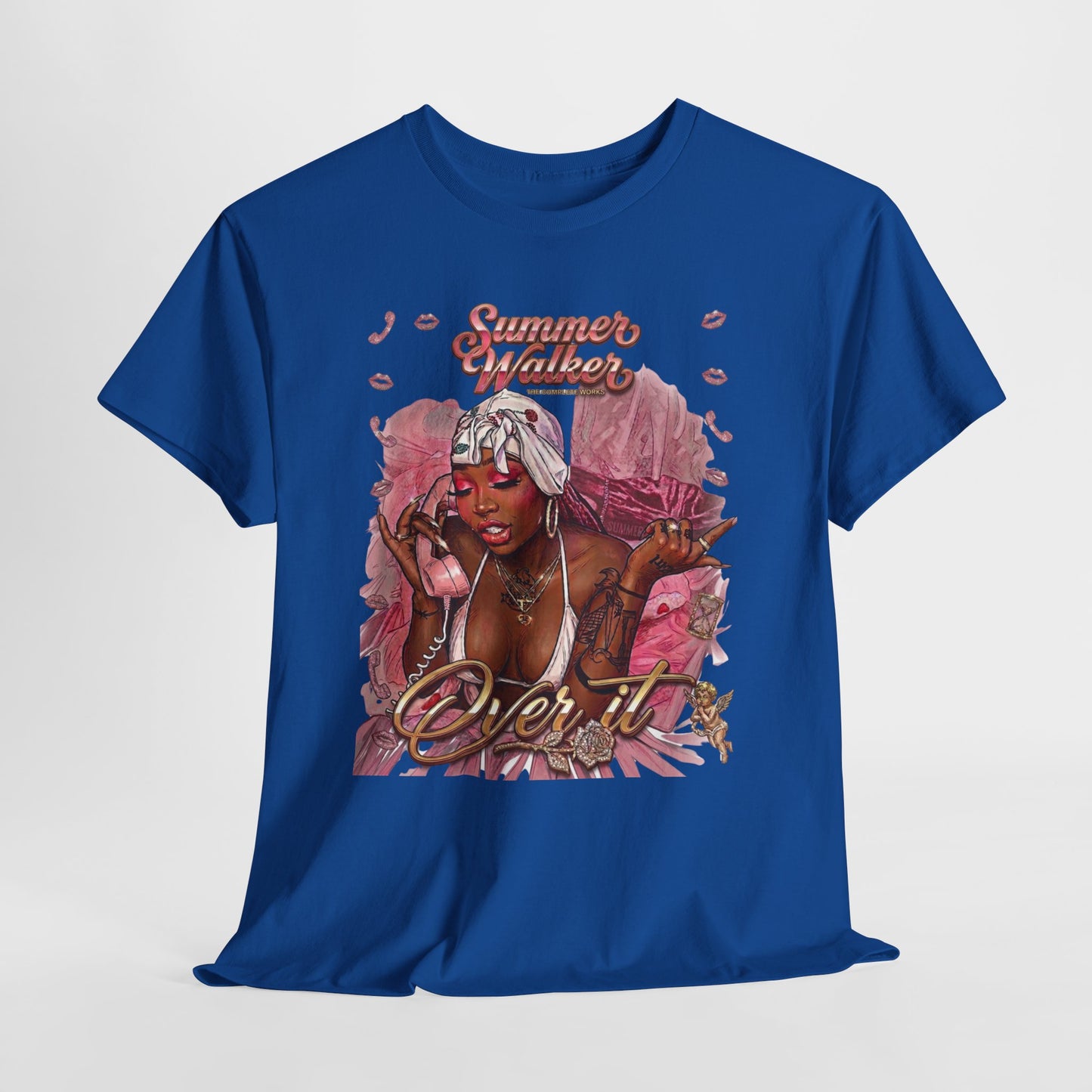 Over It Tee — ‘Summer’s Vibes’ Pink Afro Girl Graphic T-Shirt