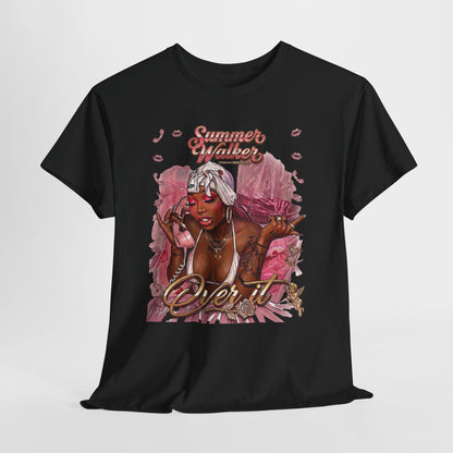 Over It Tee — ‘Summer’s Vibes’ Pink Afro Girl Graphic T-Shirt