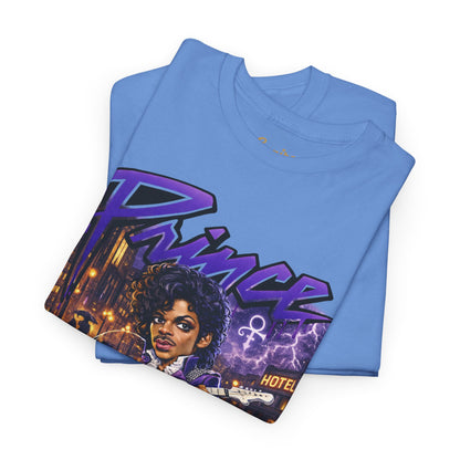 Purple Rain Graphic Tee – Retro 80s Guitar Vintage Concert Shirt