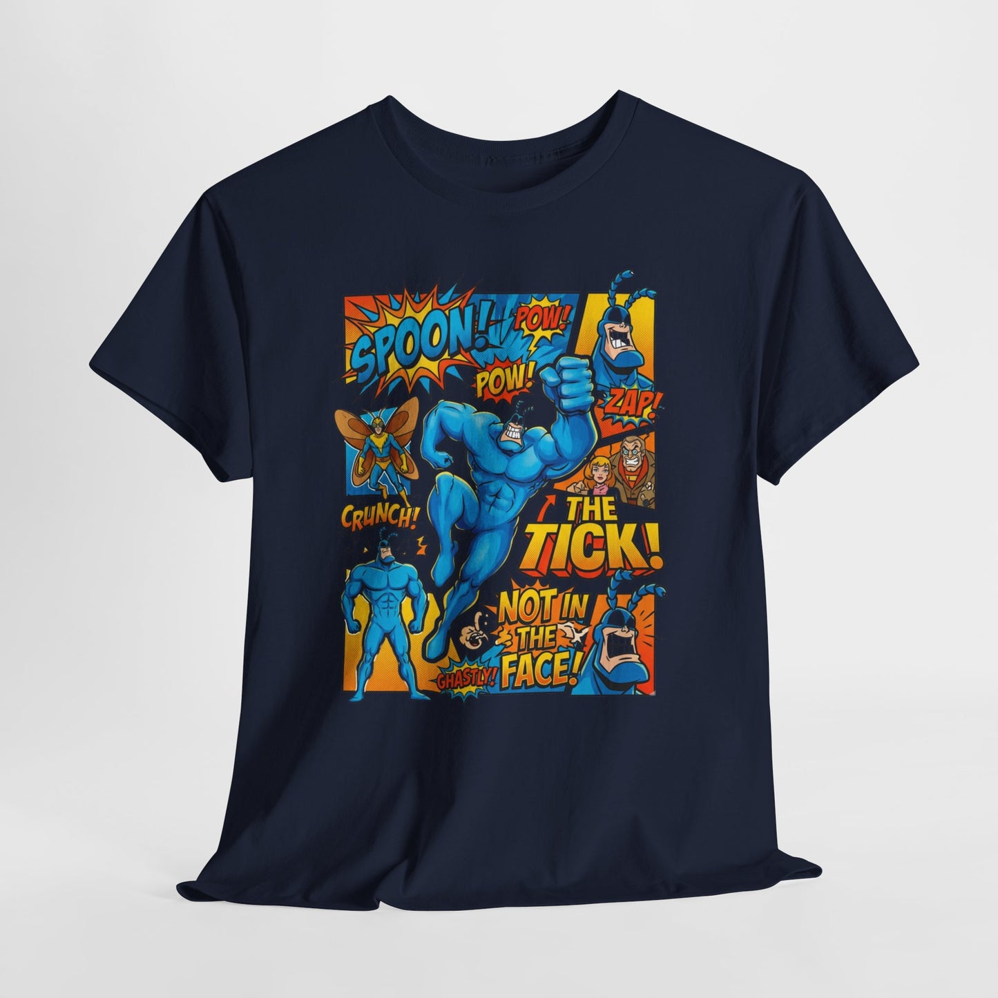 The Tick Comic Panel T-Shirt — Retro Superhero Graphic Tee