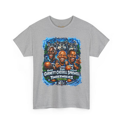 Timberwolves Legends T‑Shirt — Garnett, Cassell & Sprewell Retro Basketball Tee