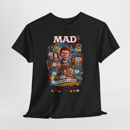 MAD Magazine Collage Graphic Tee — Vintage Pop Culture Humor Shirt