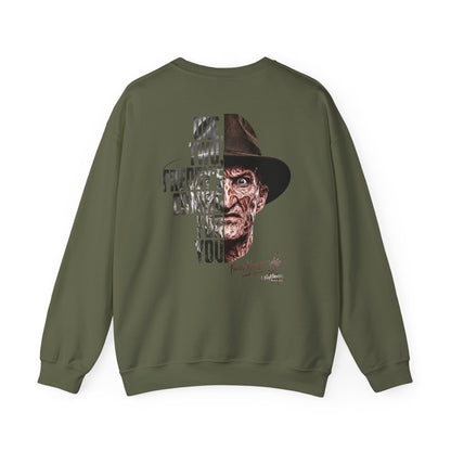 Freddy Krueger Crewneck Sweatshirt – "One, Two... Freddy's Coming For You" Horror Pullover