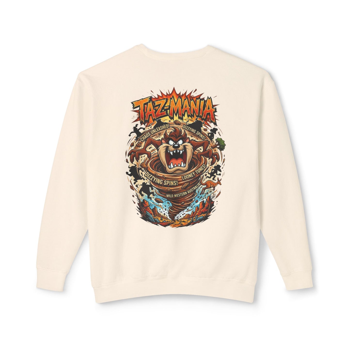Taz Mania Crewneck Sweatshirt – Retro Cartoon Graphic Pullover