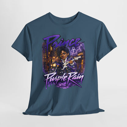 Purple Rain Graphic Tee – Retro 80s Guitar Vintage Concert Shirt