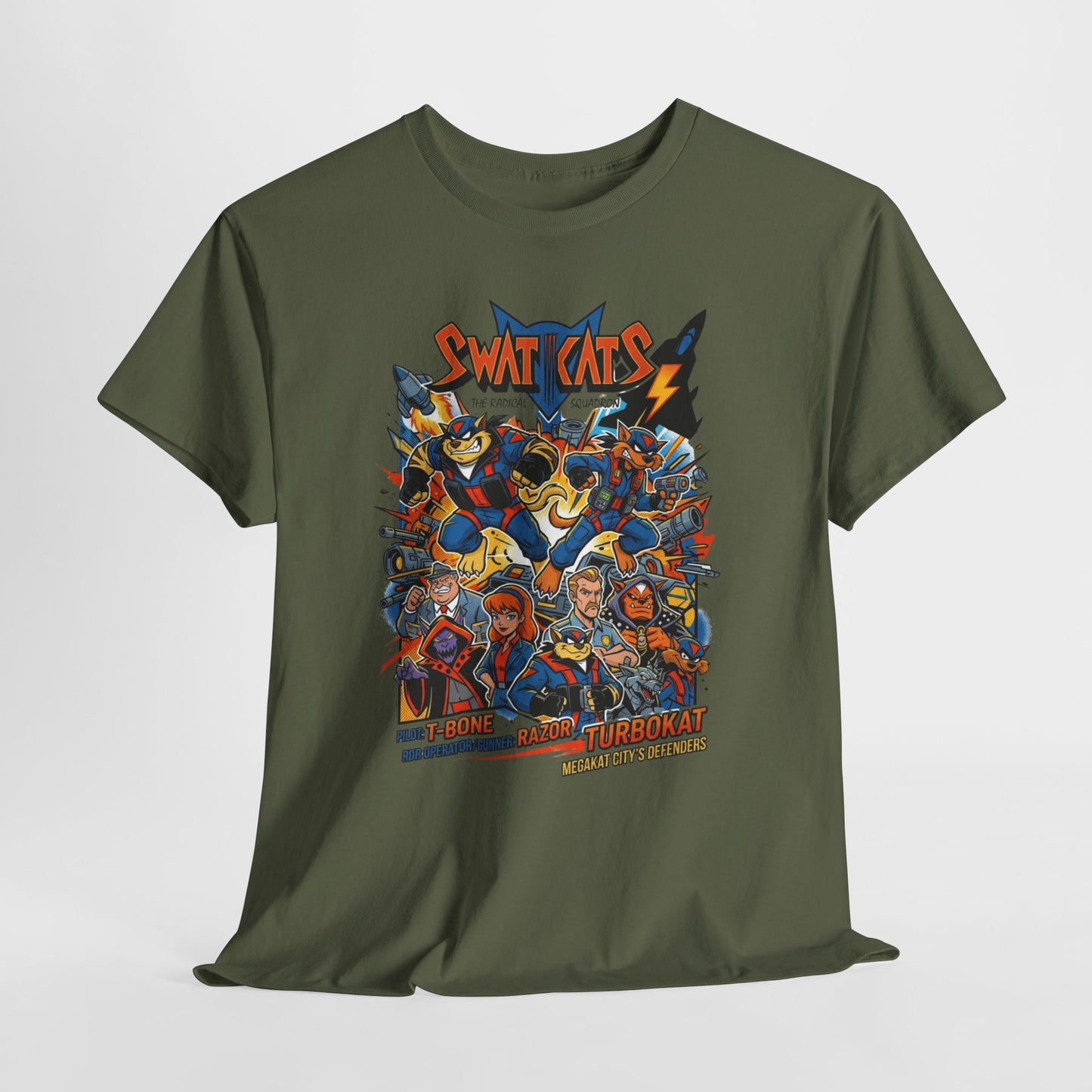 SWAT CATS Retro Graphic Tee — Vintage Cartoon Pilot Anime Shirt