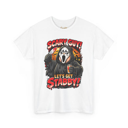 Scary Guy "Let's Get Stabby" Halloween Tee — Scream Mask Horror Movie T-Shirt