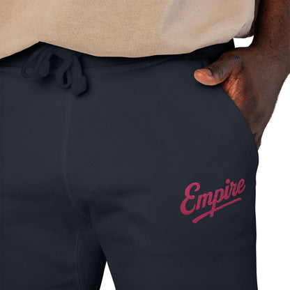 Empire Signature Embroidered Sweatpants — Minimal Fleece with Pink 'Empire' Logo