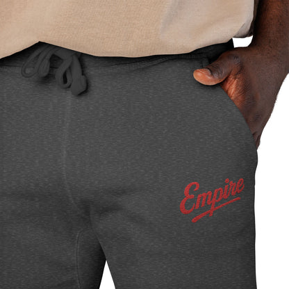 Empire Signature Embroidered Sweatpants — Minimal Fleece with Red 'Empire' Logo