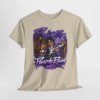 Purple Rain Graphic Tee – Retro 80s Guitar Vintage Concert Shirt