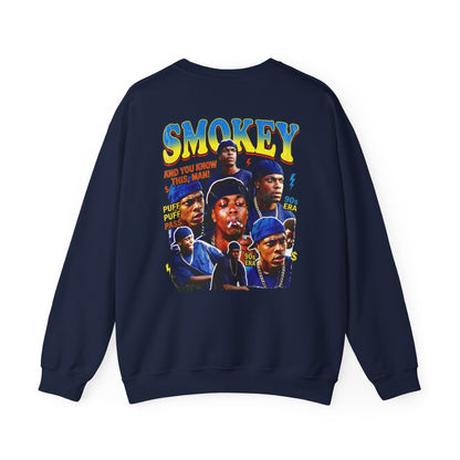 Smokey Graphic Sweatshirt – Retro Hip-Hop Photo Collage Crewneck