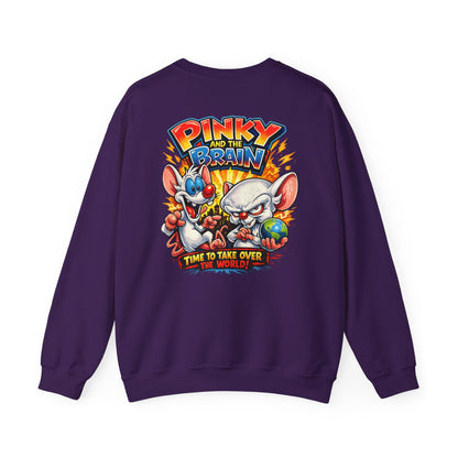 Pinky and the Brain Crewneck Sweatshirt - 'Time to Take Over the World' Graphic