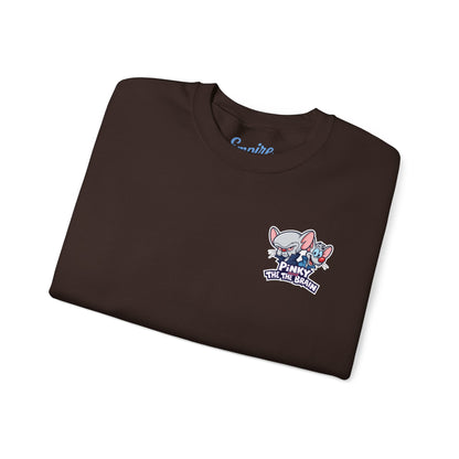 Pinky and the Brain Crewneck Sweatshirt - 'Time to Take Over the World' Graphic