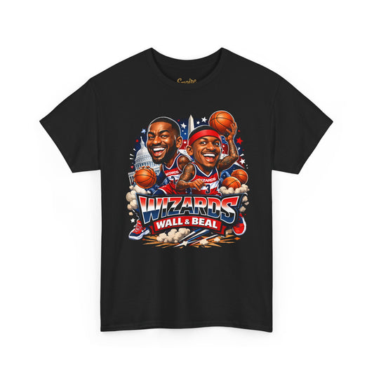 Wizards Basketball Vintage Player Caricature Tee – Wall & Ball Fan Shirt