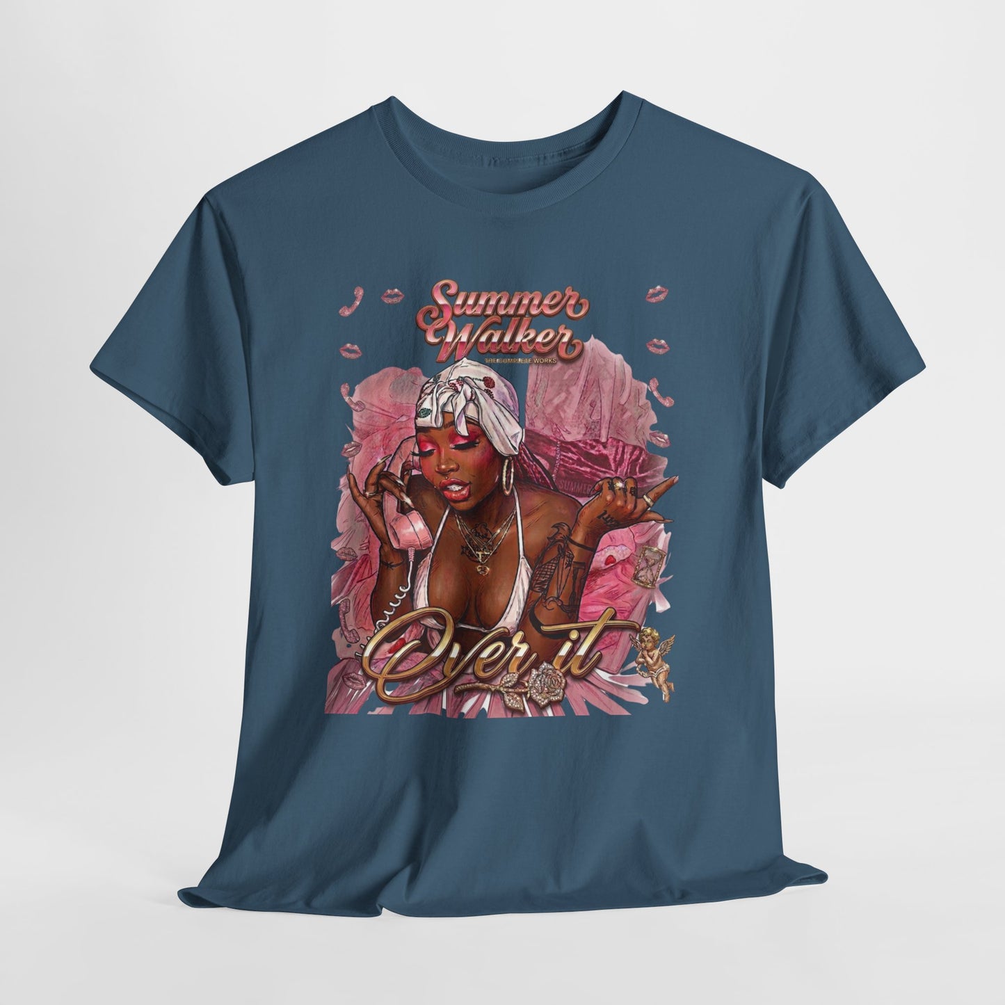 Over It Tee — ‘Summer’s Vibes’ Pink Afro Girl Graphic T-Shirt