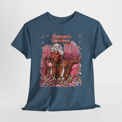 Over It Tee — ‘Summer’s Vibes’ Pink Afro Girl Graphic T-Shirt